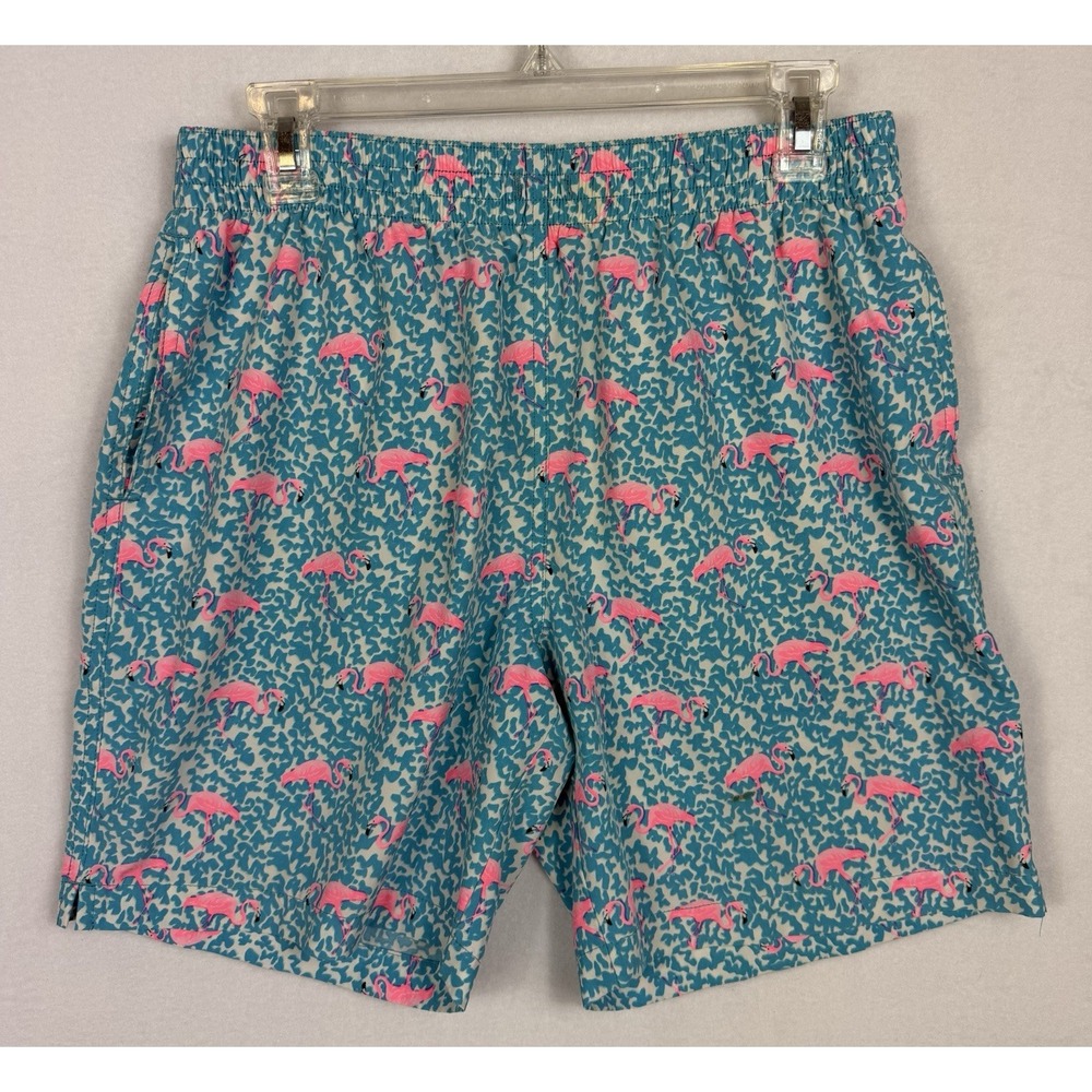 Chubbies Men's Flamingo Swim Trunks Teal Pink Stretch Lined Beach Shorts Small